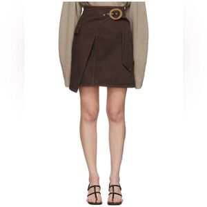 Nanushka brown wrap jean skirt